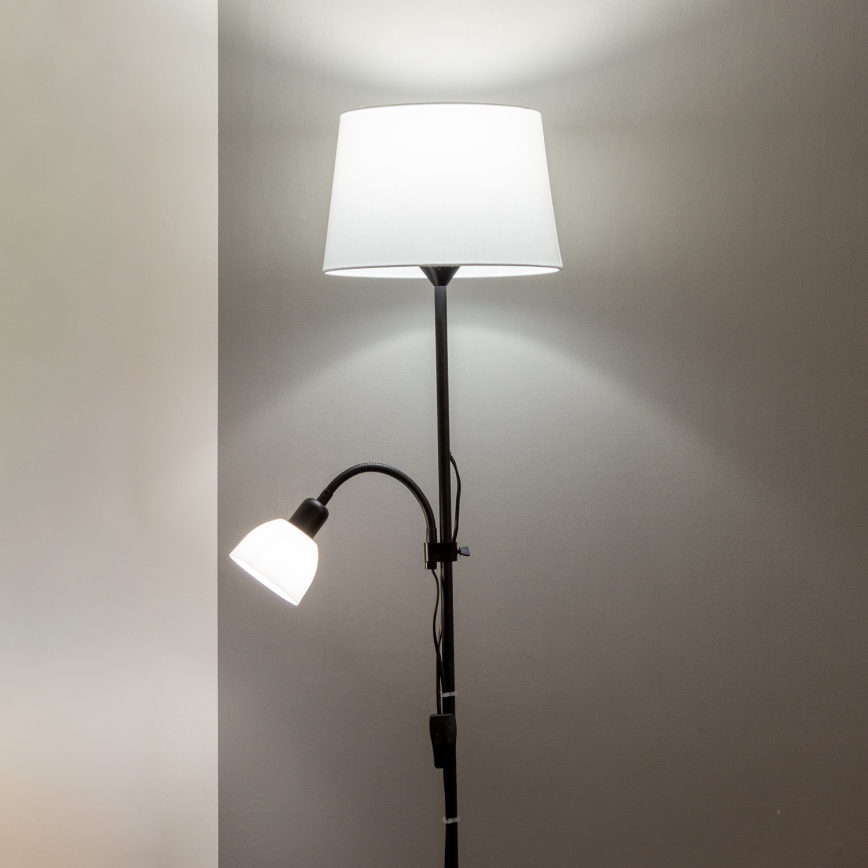 Brilagi - Lampada da terra CERIA 1xE27/100W/230V + 1xE14/25W nero/bianco