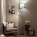 Brilagi - Lampada da terra CERIA 1xE27/100W/230V + 1xE14/25W nero/grigio