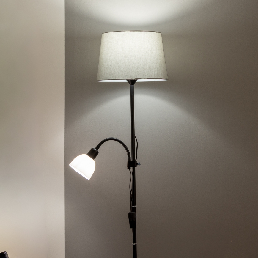 Brilagi - Lampada da terra CERIA 1xE27/100W/230V + 1xE14/25W nero/grigio