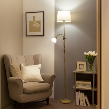 Brilagi - Lampada da terra CERIA 1xE27/100W/230V + 1xE14/25W oro/beige