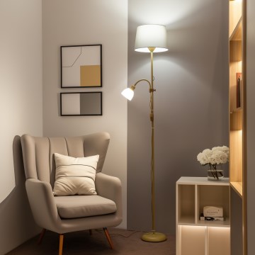 Brilagi - Lampada da terra CERIA 1xE27/100W/230V + 1xE14/25W oro/grigio