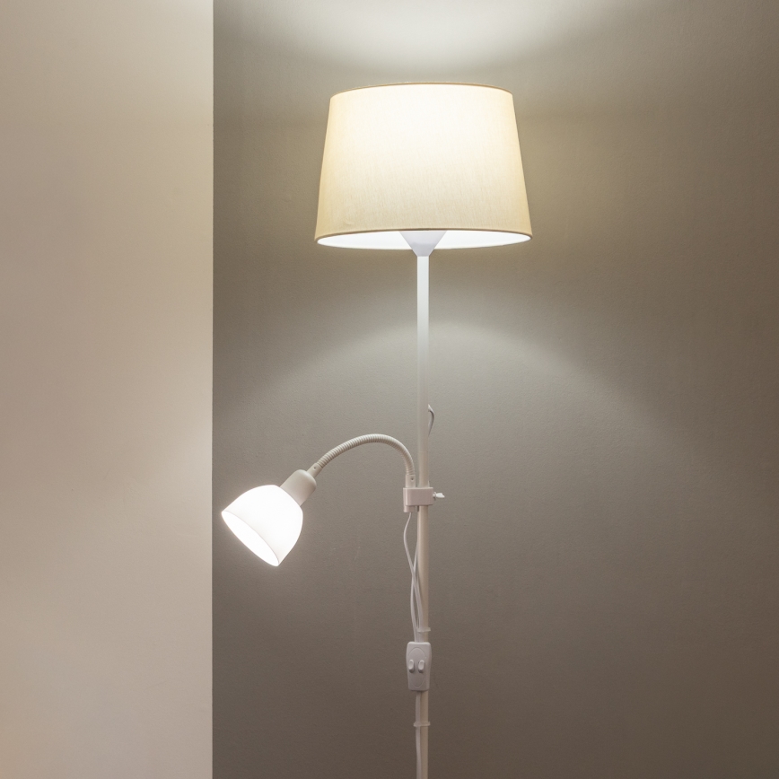 Brilagi - Lampada da terra CERIA 2 in 1 1xE27/100W/230V + 1xE14/25W bianco/beige
