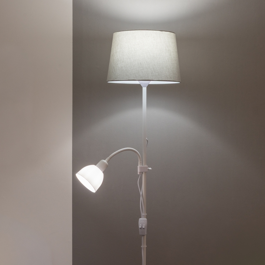 Brilagi - Lampada da terra CERIA 2 in 1 1xE27/100W/230V + 1xE14/25W bianco/grigio