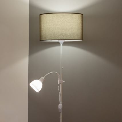 Brilagi - Lampada da terra CERIA 2 in 1 1xE27/100W/230V + 1xE14/25W bianco/marrone