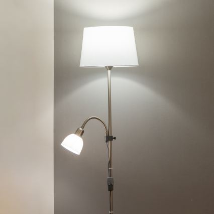 Brilagi - Lampada da terra CERIA 2 in 1 1xE27/100W/230V + 1xE14/25W cromo opaco/bianco