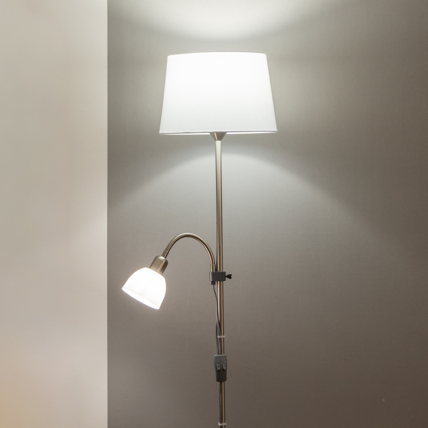 Brilagi - Lampada da terra CERIA 2 in 1 1xE27/100W/230V + 1xE14/25W cromo opaco/bianco