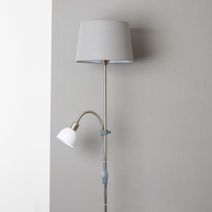 Brilagi - Lampada da terra CERIA 2 in 1 1xE27/100W/230V + 1xE14/25W cromo opaco/grigio