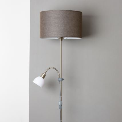 Brilagi - Lampada da terra CERIA 2 in 1 1xE27/100W/230V + 1xE14/25W cromo opaco/marrone