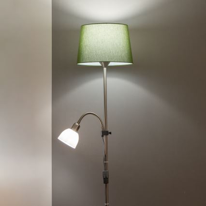 Brilagi - Lampada da terra CERIA 2 in 1 1xE27/100W/230V + 1xE14/25W cromo opaco/verde