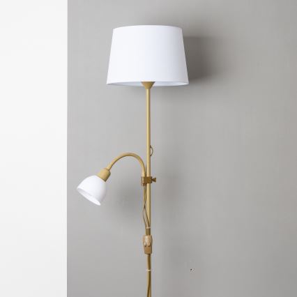 Brilagi - Lampada da terra CERIA 2 in 1 1xE27/100W/230V + 1xE14/25W dorata/bianca