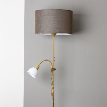 Brilagi - Lampada da terra CERIA 2 in 1 1xE27/100W/230V + 1xE14/25W dorata/marrone