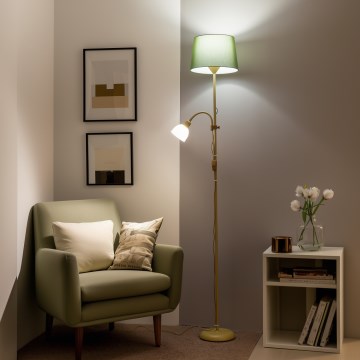 Brilagi - Lampada da terra CERIA 2 in 1 1xE27/100W/230V + 1xE14/25W dorata/verde