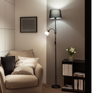 Brilagi - Lampada da terra CERIA 2 in 1 1xE27/100W/230V + 1xE14/25W nera