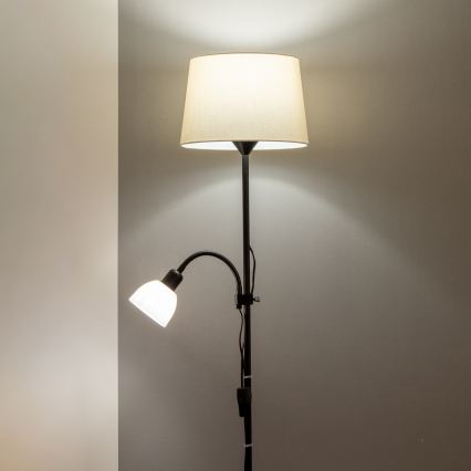 Brilagi - Lampada da terra CERIA 2 in 1 1xE27/100W/230V + 1xE14/25W nero/beige