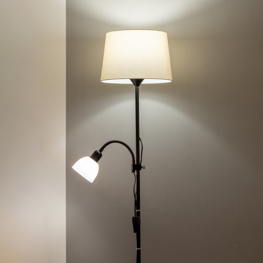 Brilagi - Lampada da terra CERIA 2 in 1 1xE27/100W/230V + 1xE14/25W nero/beige