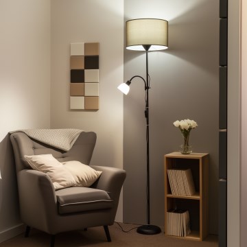 Brilagi - Lampada da terra CERIA 2 in 1 1xE27/100W/230V + 1xE14/25W nero/marrone