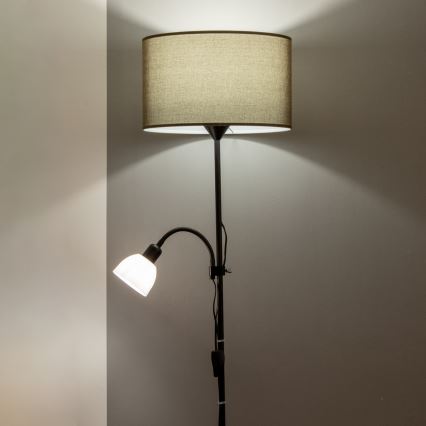 Brilagi - Lampada da terra CERIA 2 in 1 1xE27/100W/230V + 1xE14/25W nero/marrone