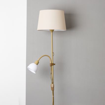 Brilagi - Lampada da terra CERIA 2 in 1 1xE27/100W/230V + 1xE14/25W oro/beige