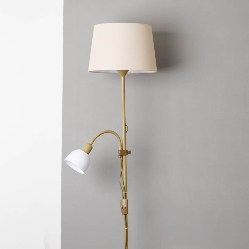 Brilagi - Lampada da terra CERIA 2 in 1 1xE27/100W/230V + 1xE14/25W oro/beige
