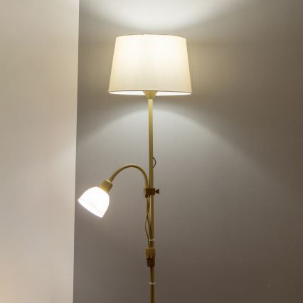 Brilagi - Lampada da terra CERIA 2 in 1 1xE27/100W/230V + 1xE14/25W oro/beige