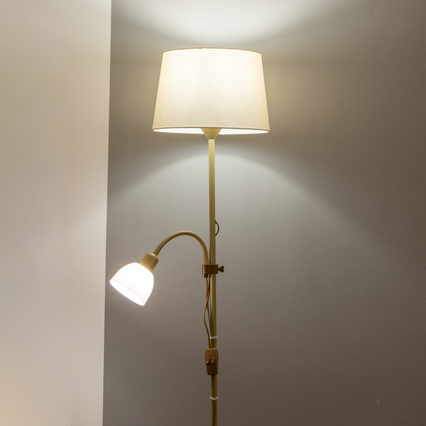 Brilagi - Lampada da terra CERIA 2 in 1 1xE27/100W/230V + 1xE14/25W oro/beige
