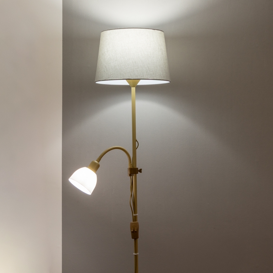 Brilagi - Lampada da terra CERIA 2 in 1 1xE27/100W/230V + 1xE14/25W oro/grigio
