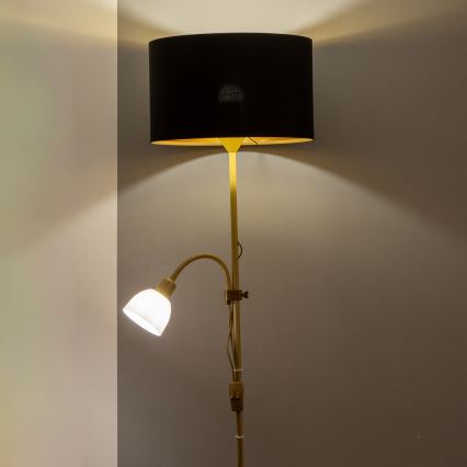 Brilagi - Lampada da terra CERIA 2 in 1 1xE27/100W/230V + 1xE14/25W oro/nero