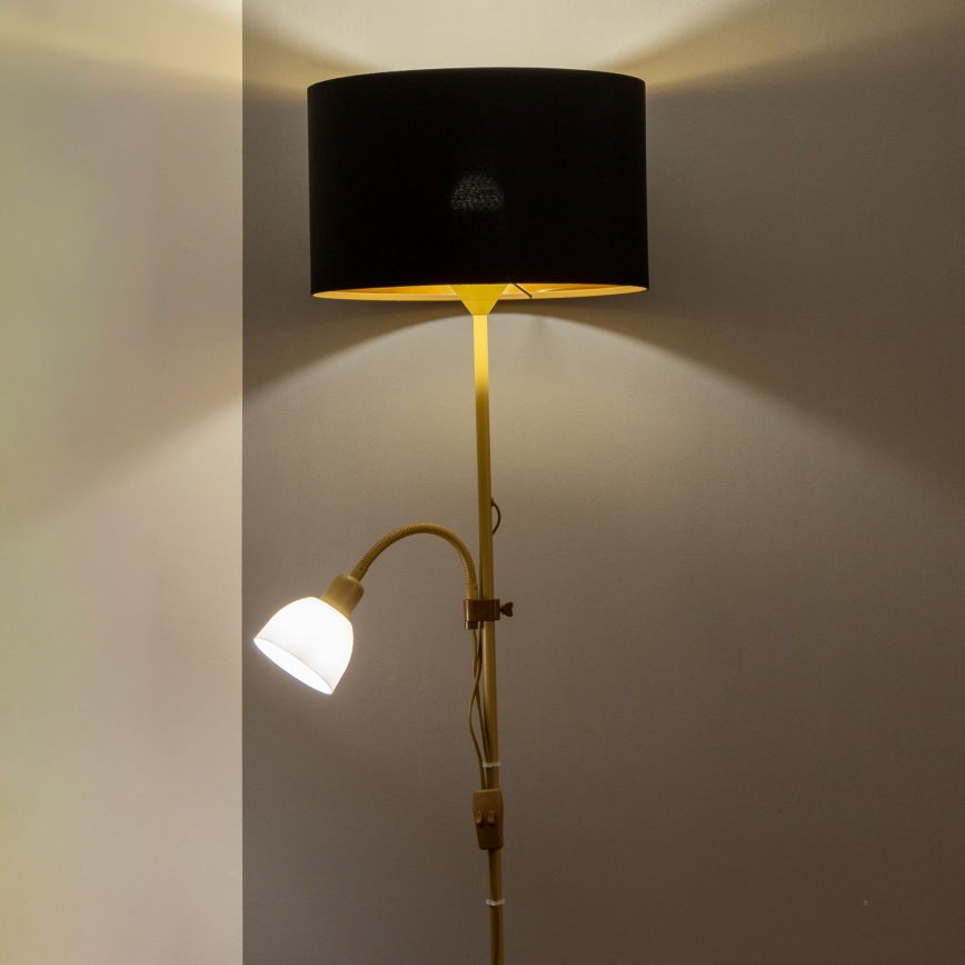 Brilagi - Lampada da terra CERIA 2 in 1 1xE27/100W/230V + 1xE14/25W oro/nero