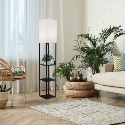 Brilagi - Lampada da terra con mensole GRADUS 1xE27/40W/230V 150 cm nero/bianco