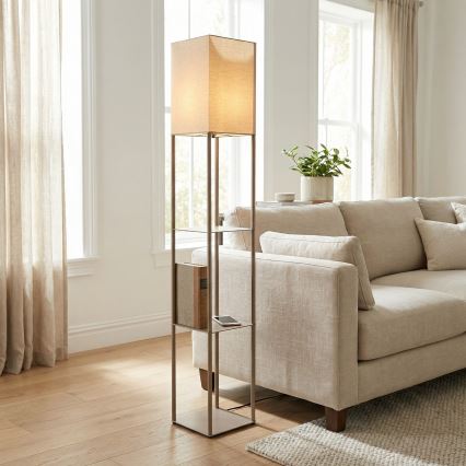 Brilagi - Lampada da terra con ripiani GRADUS 1xE27/40W/230V 150 cm grigia/beige
