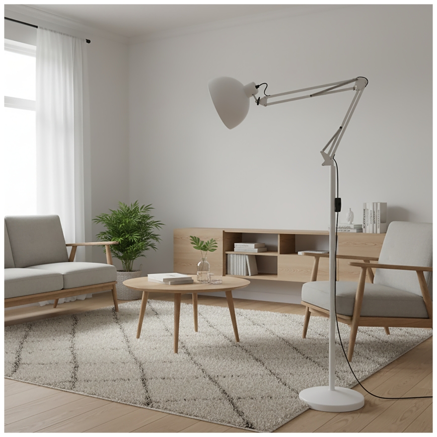 Brilagi - Lampada da terra flessibile TASKER 1xE27/60W/230V 157 cm bianca