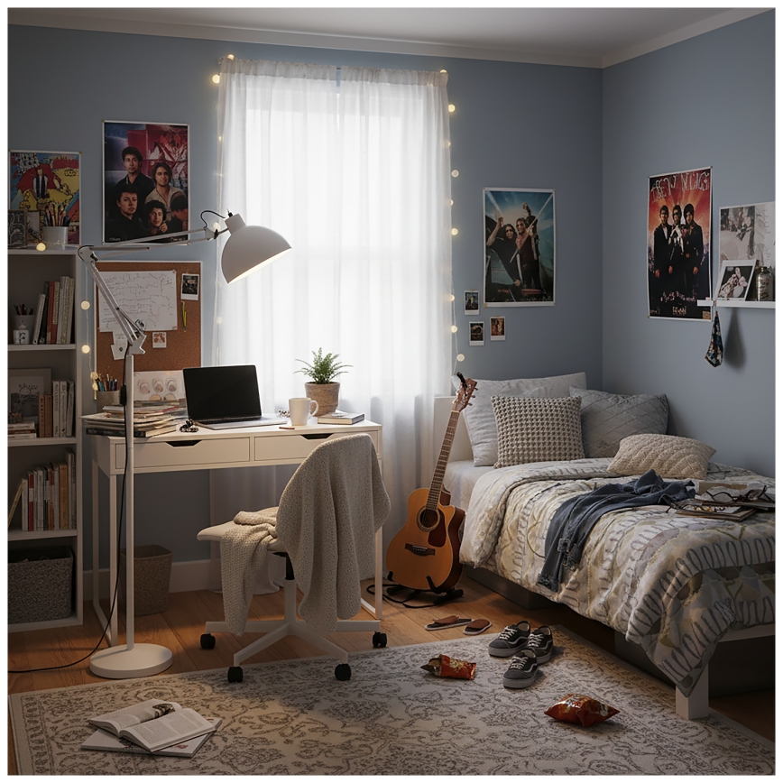 Brilagi - Lampada da terra flessibile TASKER 1xE27/60W/230V 157 cm bianca