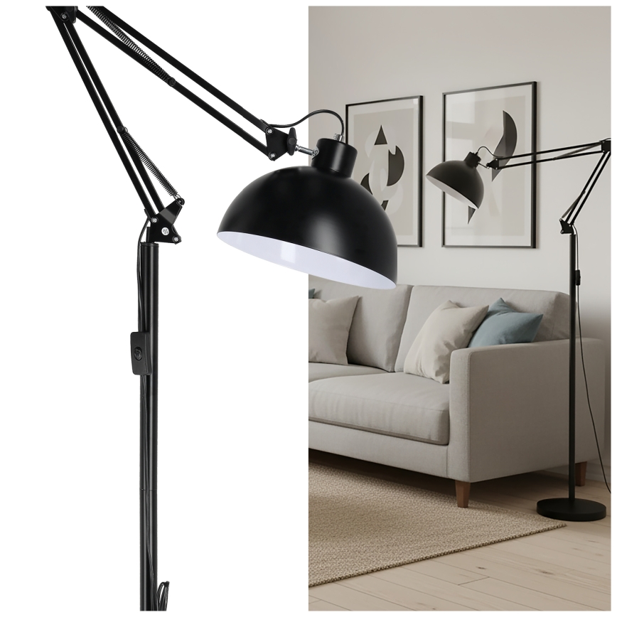 Brilagi - Lampada da terra flessibile TASKER 1xE27/60W/230V 157 cm nera