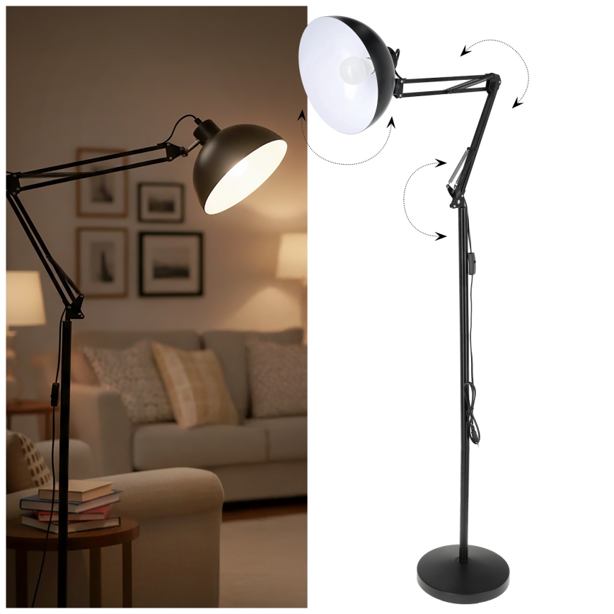 Brilagi - Lampada da terra flessibile TASKER 1xE27/60W/230V 157 cm nera