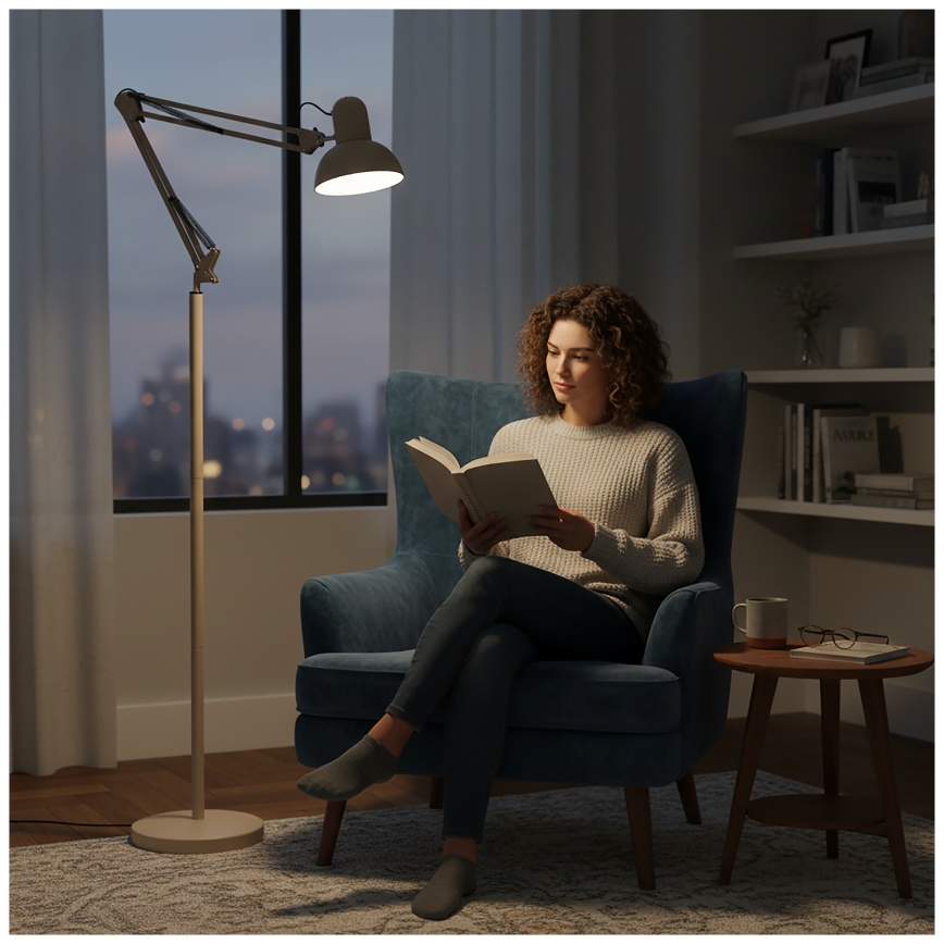 Brilagi - Lampada da terra flessibile TASKER 1xE27/60W/230V 184 cm beige