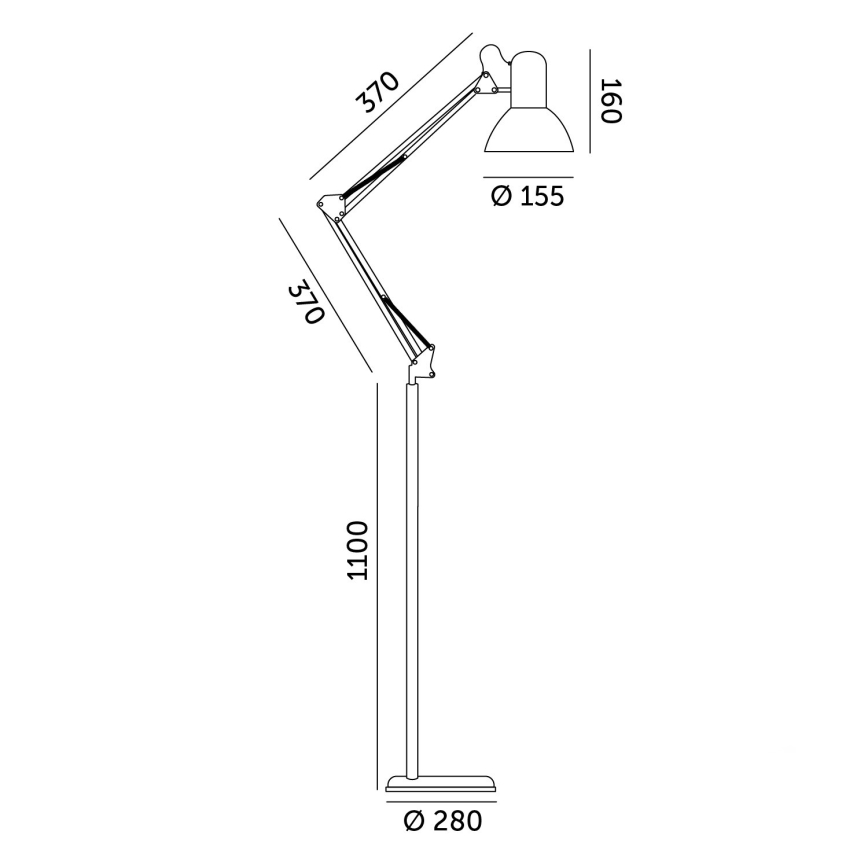 Brilagi - Lampada da terra flessibile TASKER 1xE27/60W/230V 184 cm nera