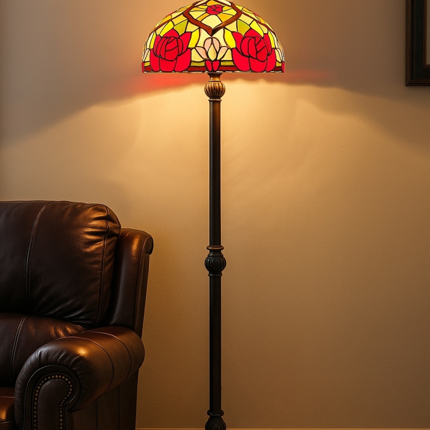 Brilagi - lampada da terra in stile Tiffany GARLAN 2xE27/60W/230V