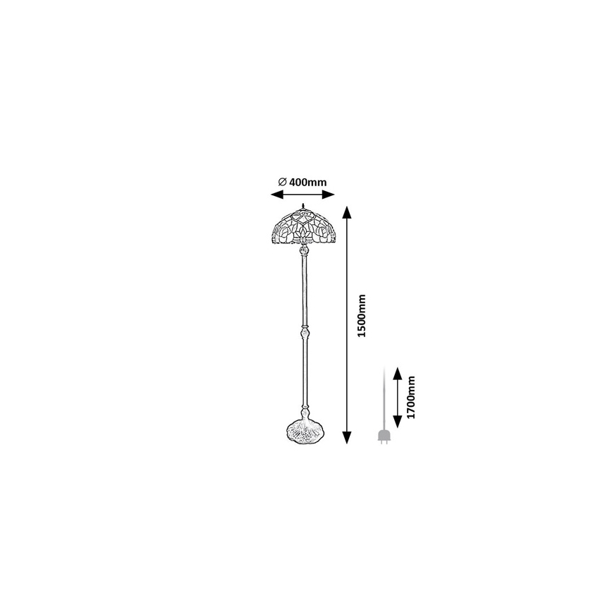 Brilagi - lampada da terra in stile Tiffany GARLAN 2xE27/60W/230V