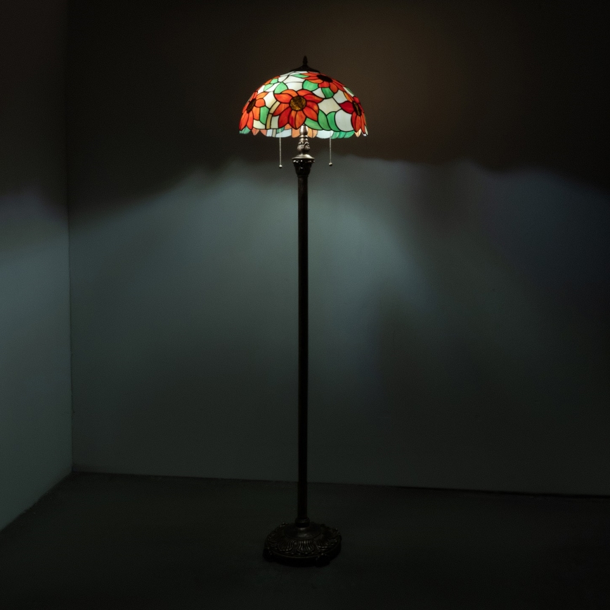 Brilagi - lampada da terra in stile Tiffany in vetro colorato SUNFLOWER 2xE27/60W/230V