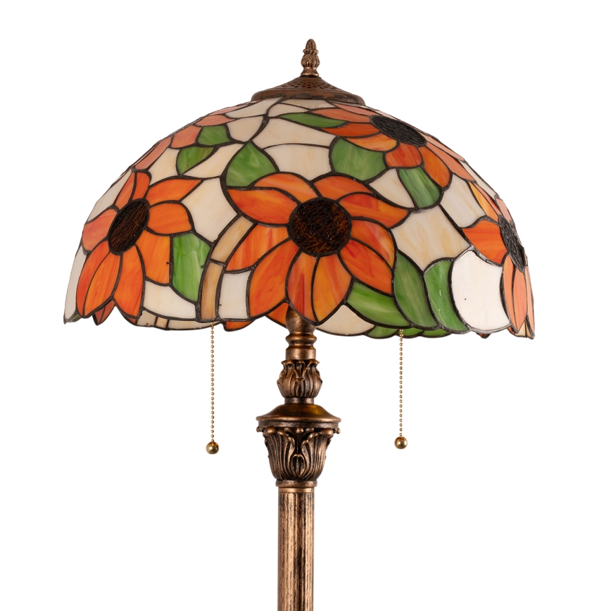 Brilagi - lampada da terra in stile Tiffany in vetro colorato SUNFLOWER 2xE27/60W/230V
