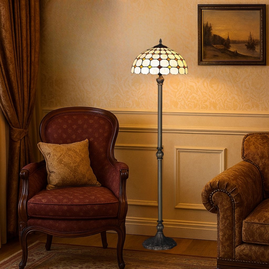 Brilagi - lampada da terra in vetro Tiffany DORAN 2xE27/60W/230V