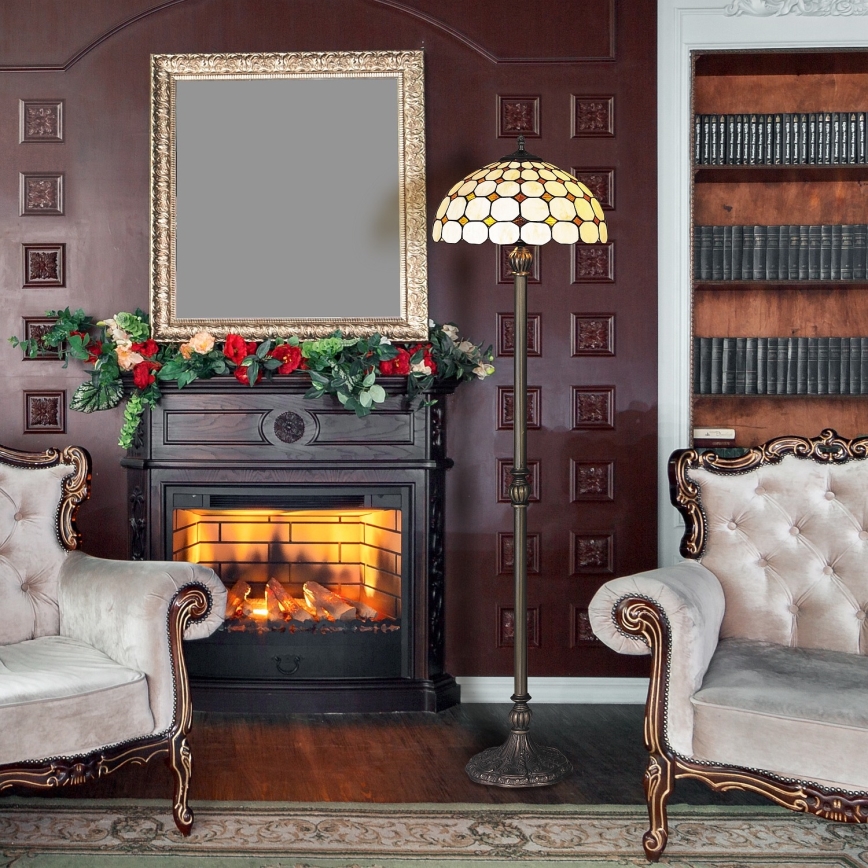 Brilagi - lampada da terra in vetro Tiffany DORAN 2xE27/60W/230V