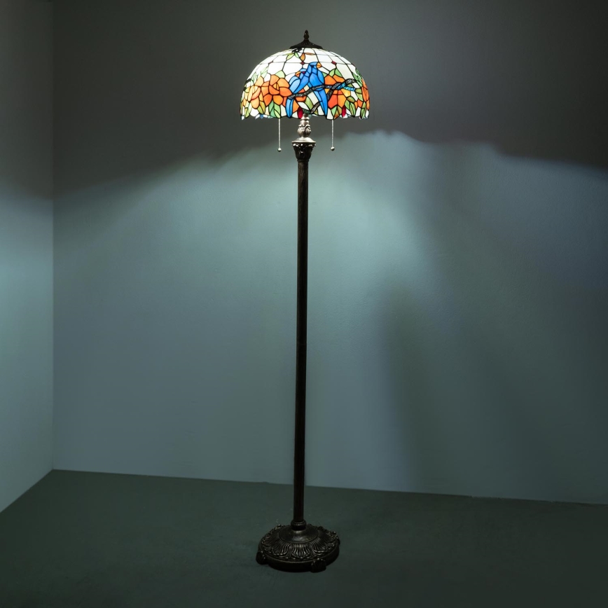 Brilagi - Lampada da terra in vetro Tiffany JUNGLE 2xE27/60W/230V