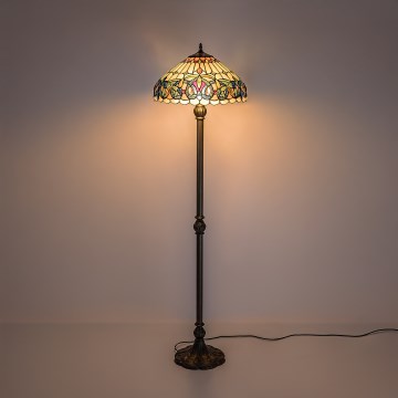 Brilagi - Lampada da terra in vetro Tiffany LUISA 2xE27/60W/230V
