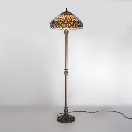 Brilagi - Lampada da terra in vetro Tiffany LUISA 2xE27/60W/230V