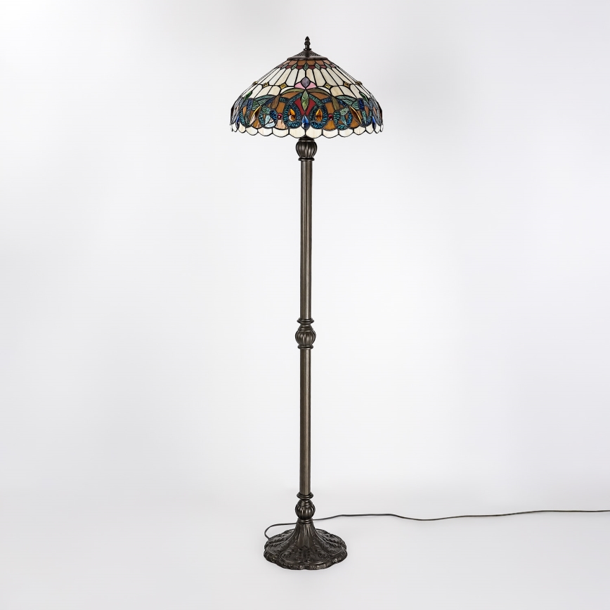 Brilagi - Lampada da terra in vetro Tiffany LUISA 2xE27/60W/230V