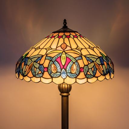 Brilagi - Lampada da terra in vetro Tiffany LUISA 2xE27/60W/230V