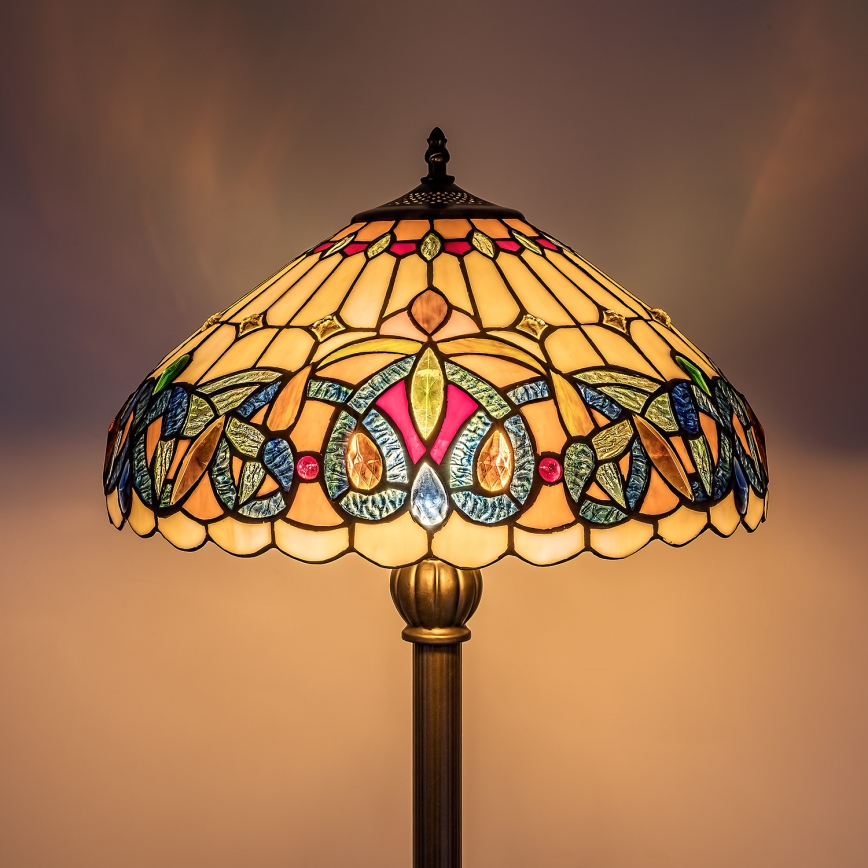 Brilagi - Lampada da terra in vetro Tiffany LUISA 2xE27/60W/230V
