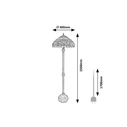 Brilagi - Lampada da terra in vetro Tiffany LUISA 2xE27/60W/230V