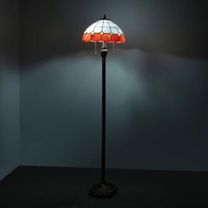 Brilagi - Lampada da terra in vetro Tiffany SIENNA 2xE27/60W/230V
